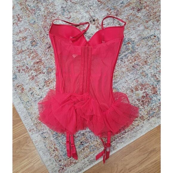 Victoria's Secret Rhinestone Red Bustier Burlesque 34D - Picture 6 of 8